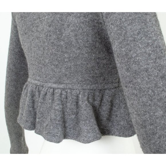 Louis Verdad Gray Knit Cropped Ruffled Cardigan Bolero Sweater, size S - Picture 8 of 9